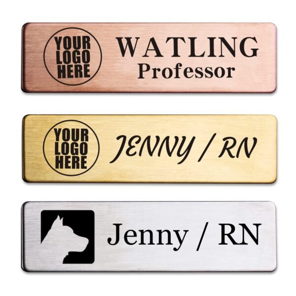 metal aluminum sublimation staff nametags 3m sticker magnet name tag badge