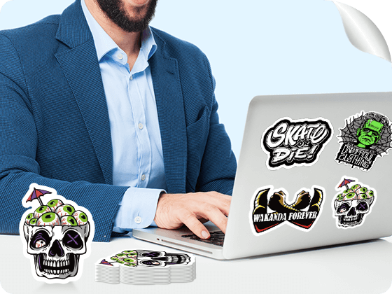Custom die-cut stickers with colorful printed designs